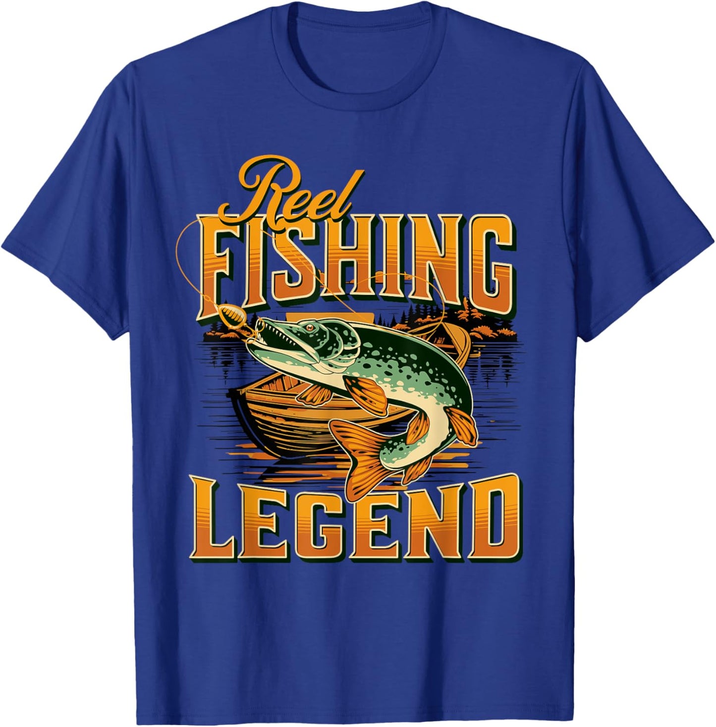 Reel Fishing Legend |Vintage Fishing Pike T-Shirt - T-Shirt | Royal