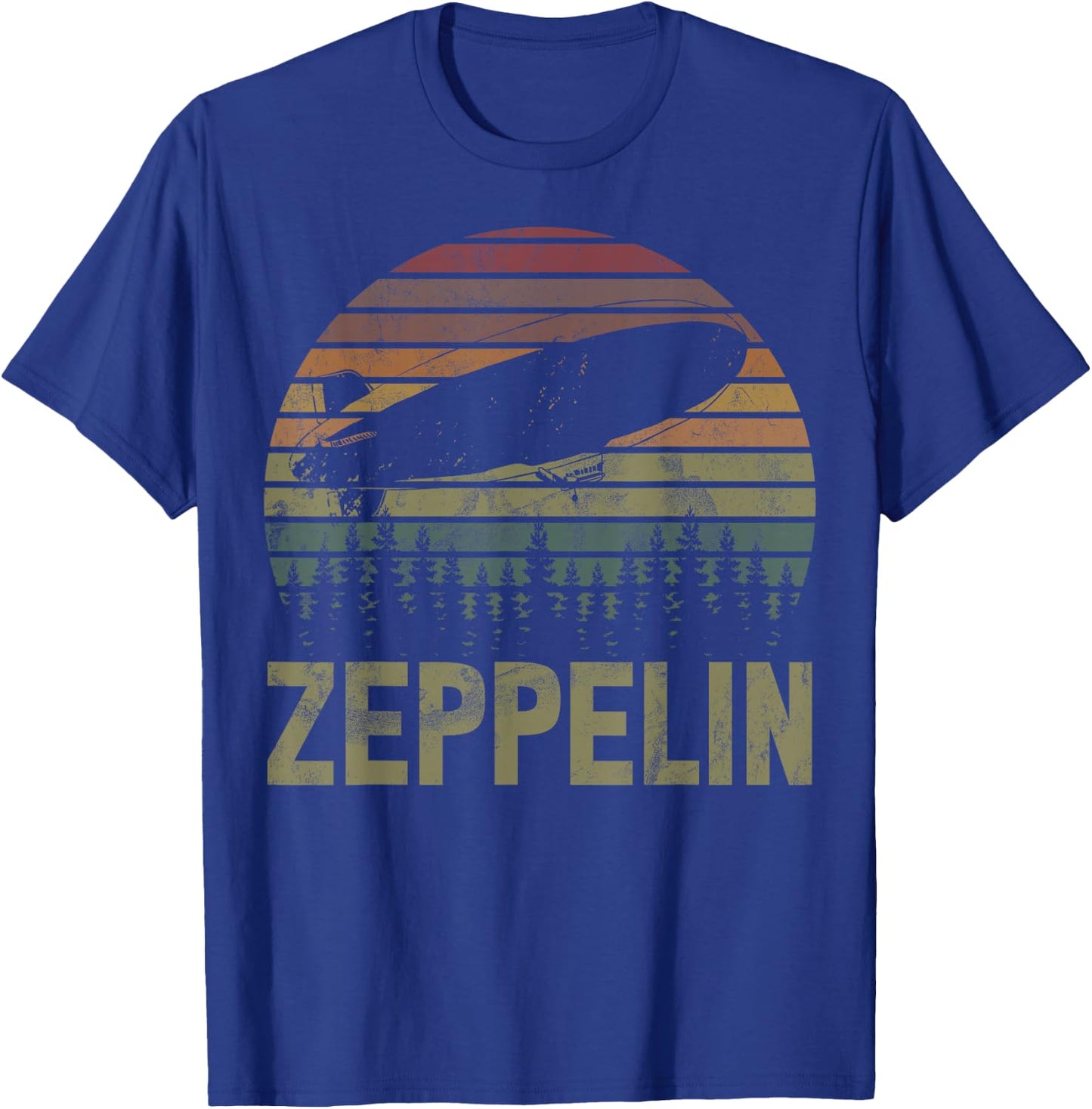 Retro Zeppelin 70s 80s Dirigible Airship Zepelin Zepplin T-Shirt - T-Shirt | Royal