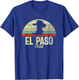 Retro El Paso Texas Cowboy Hat On Cowboy Boot Vintage T-Shirt - T-Shirt | Royal