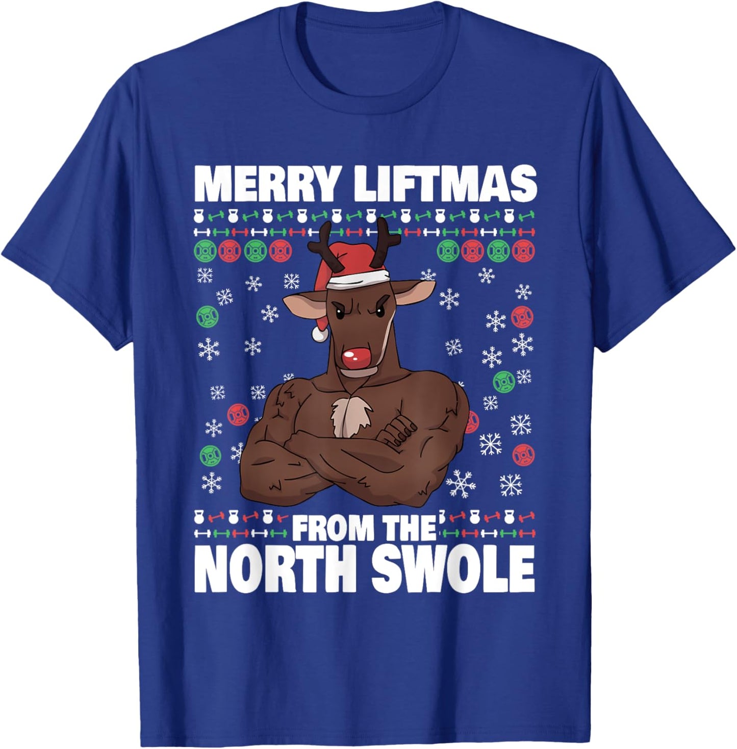 Ugly Christmas Brodolf Merry Liftmas From North Swole Gym T-Shirt - T-Shirt | Royal