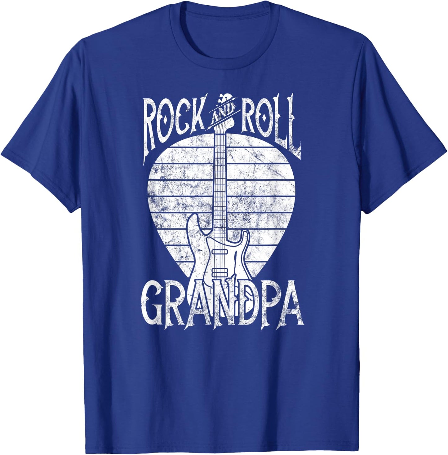 Rock n Roll Grandpa Vintage Guitar Player Gift T-Shirt - T-Shirt | Royal