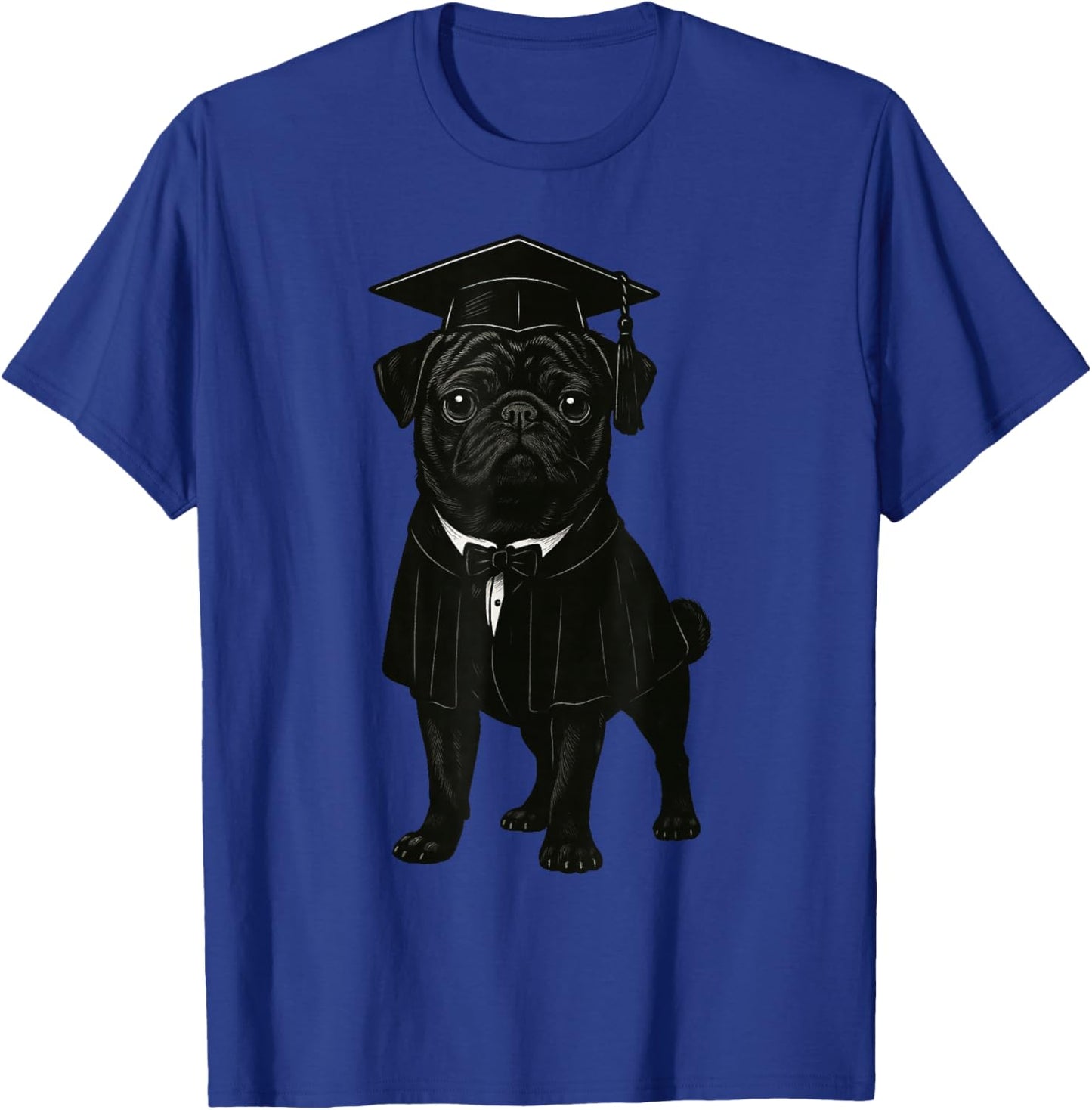 Cute Dog Black Pug Graduation T-Shirt - T-Shirt | Royal