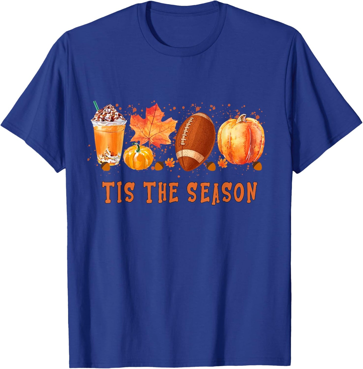 Tis' The Season Leopard Pumpkin Football Halloween Fall T-Shirt - T-Shirt | Royal