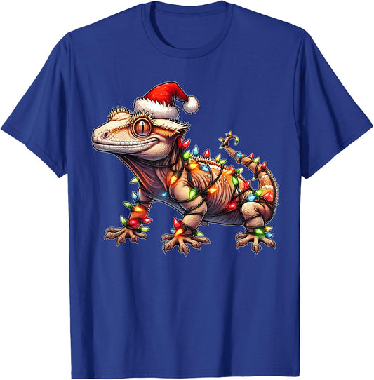 Crested Gecko Lizard Christmas Xmas - -Adult, Black, Small, Short Sleeve T-Shirt - T-Shirt | Royal