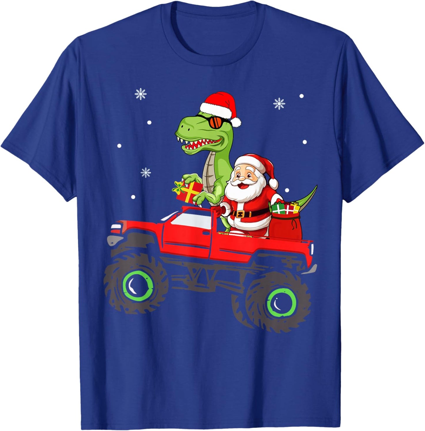 Christmas Family Matching santa truck dinosaur boys kids T-Shirt - T-Shirt | Royal