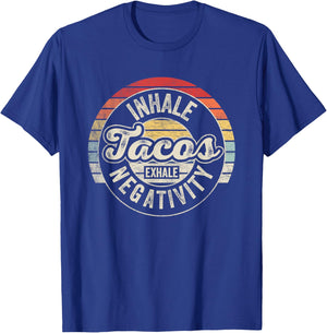 Vintage Inhale Tacos Exhale Negativity Taco Tuesday Fiesta T-Shirt - T-Shirt | Royal