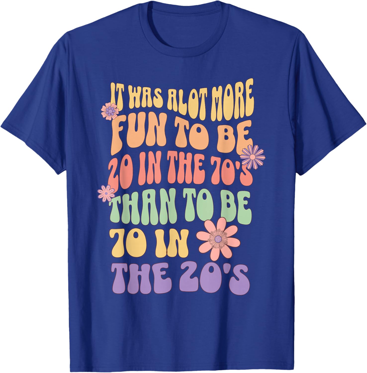 Happy 70th Birthday Funny Retirement 70's Living in The 20's T-Shirt - T-Shirt | Royal