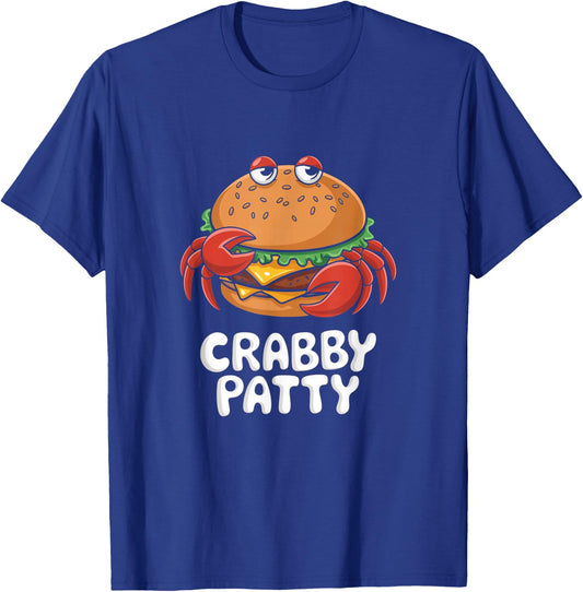 Funny Cartoon Crabby Patty Pun Design T-Shirt - T-Shirt | Royal
