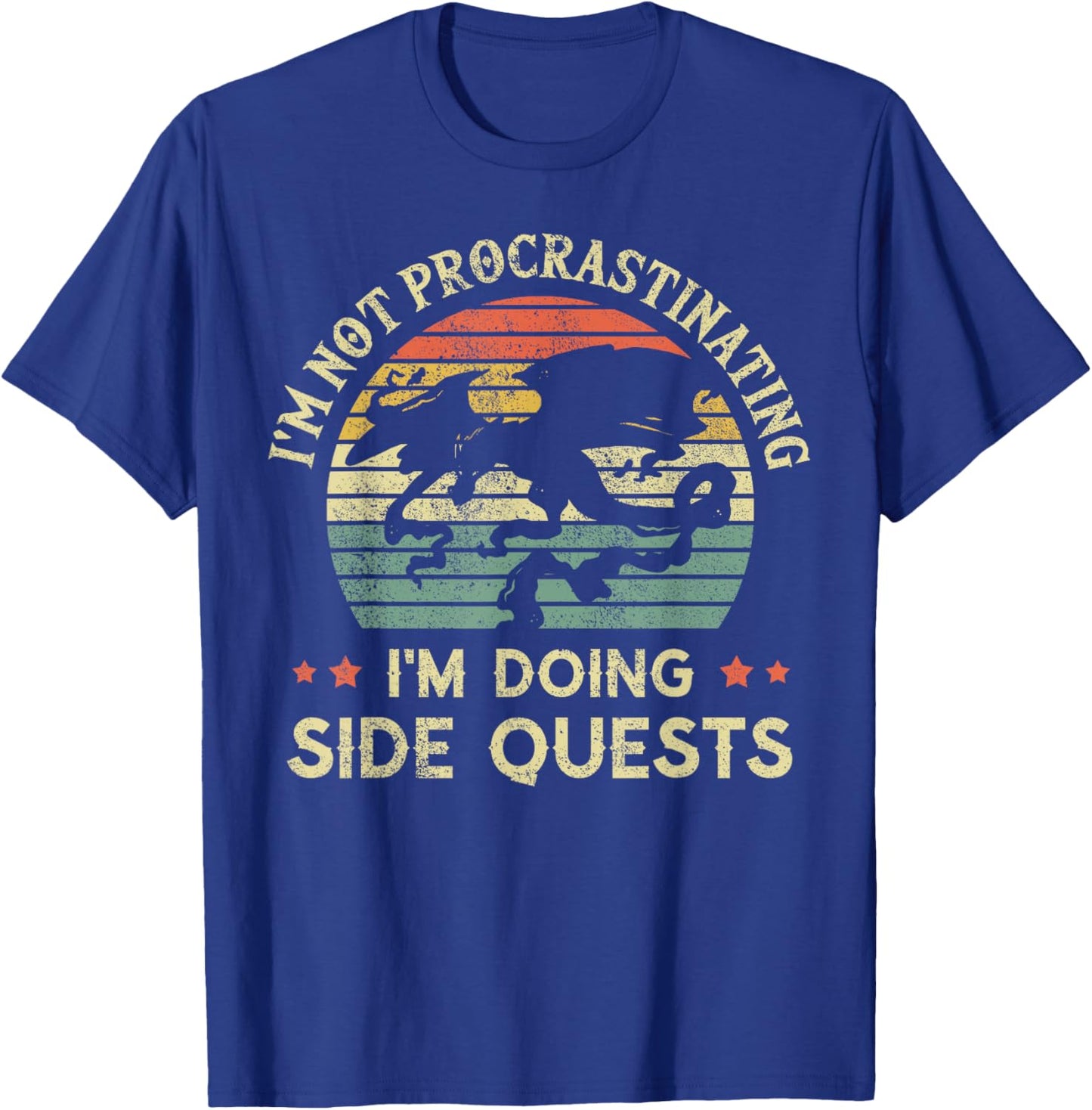 I'm Not Procrastinating I'm Doing Side Quests Retro Vintage T-Shirt - T-Shirt | Royal