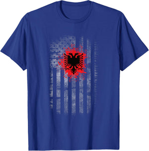 Albanian US Flag Albanian Eagle Gift Albania T-Shirt - T-Shirt | Royal