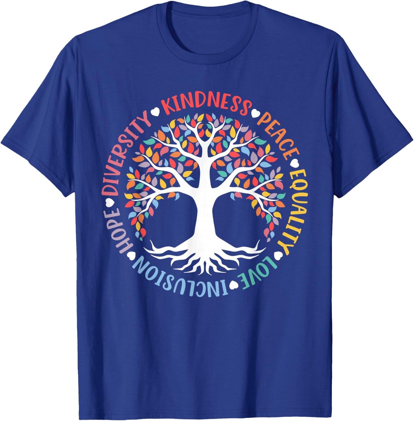 World Peace Supporter Retro Women Men Apparel Kindness Peace Equality Love Inclusion Hope Diversity Retro T-Shirt - T-Shirt | Royal