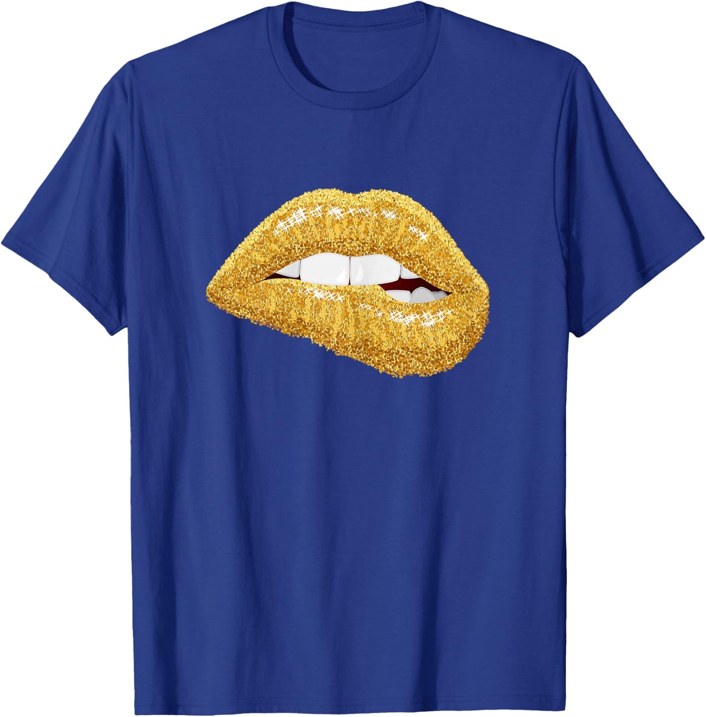 Gold Lips Biting Lipstick Makeup T-Shirt - T-Shirt | Royal