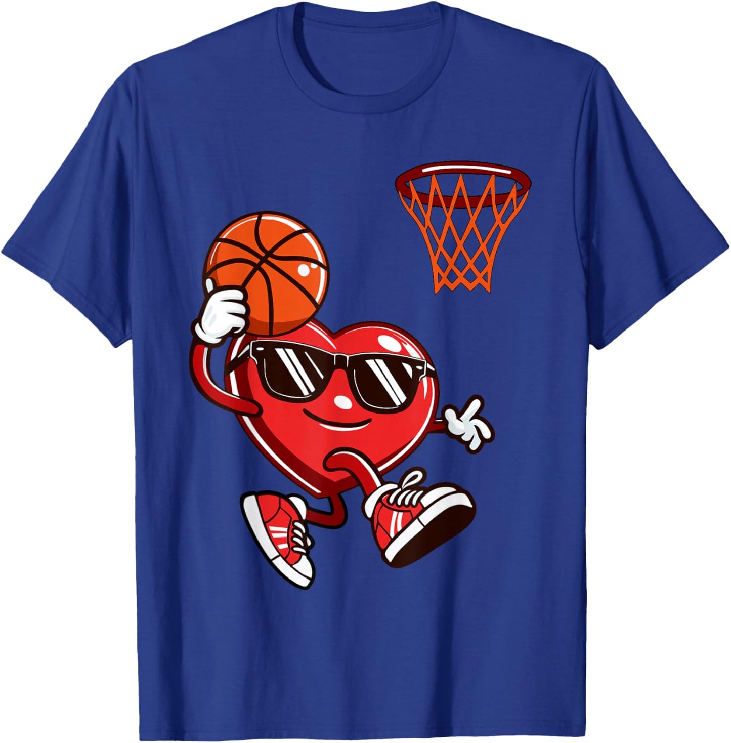 Funny Heart Dunking Basketball Valentines Day Boys Kids T-Shirt - T-Shirt | Royal