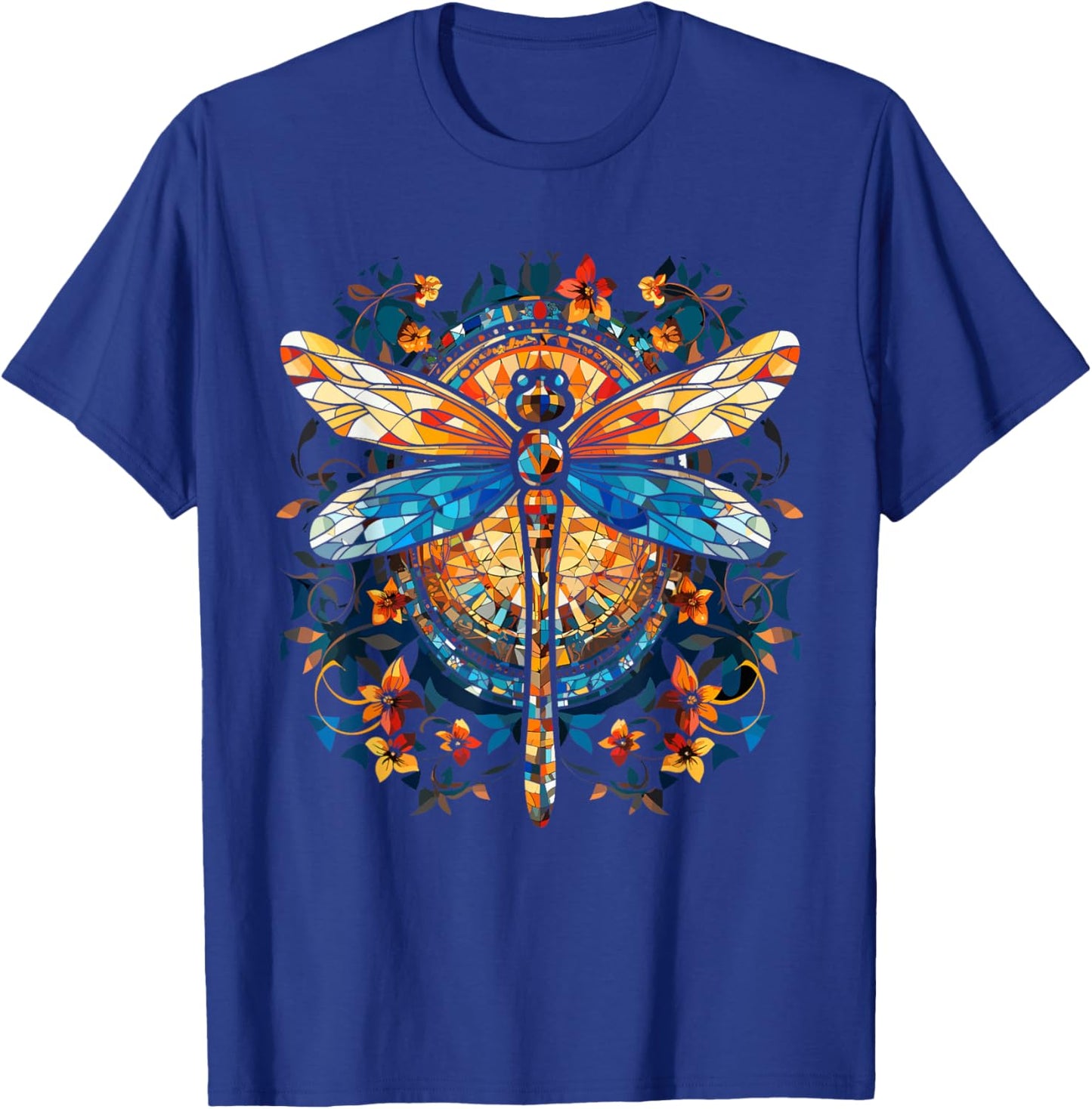 Magical Dragonfly Lover Stained Glass Graphic Design Art T-Shirt - T-Shirt | Royal