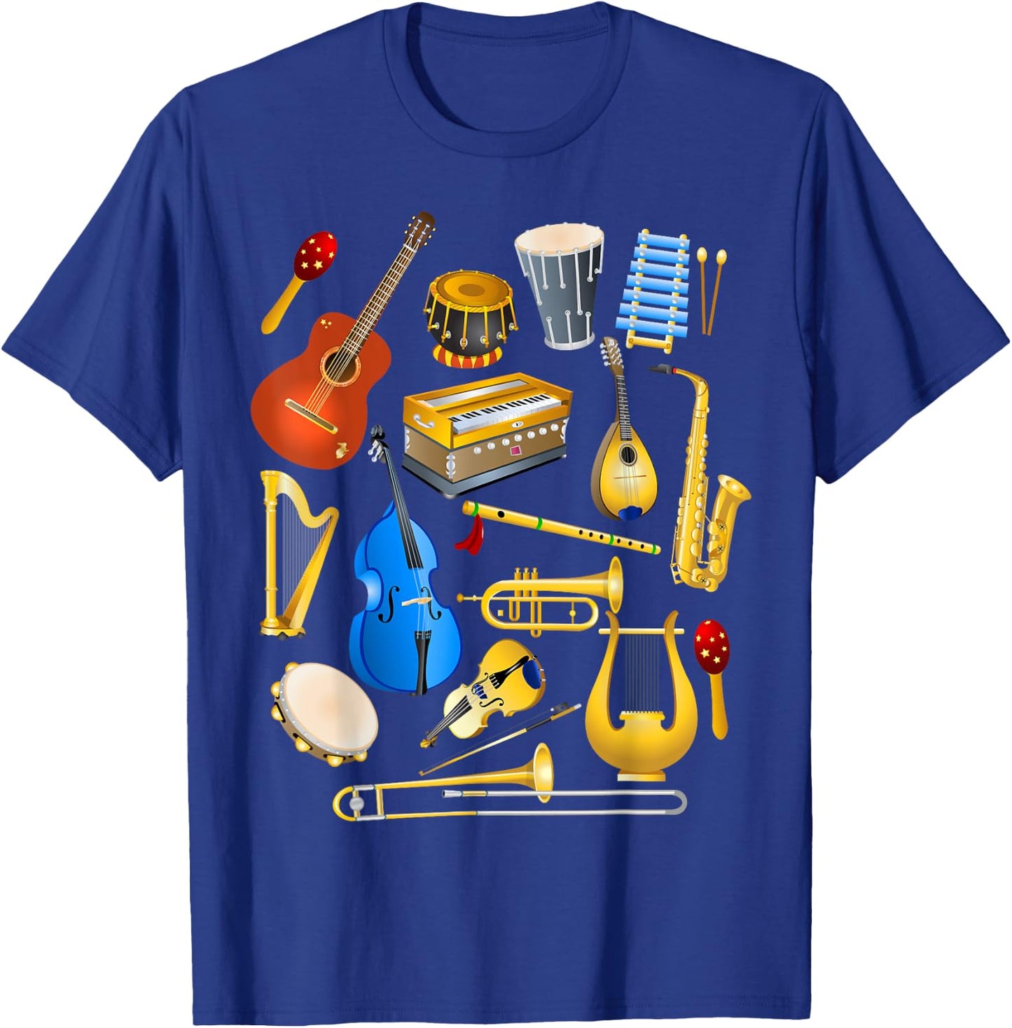 Cute Little Boys Musical Instruments Fans Funny Gift T-Shirt - T-Shirt | Royal