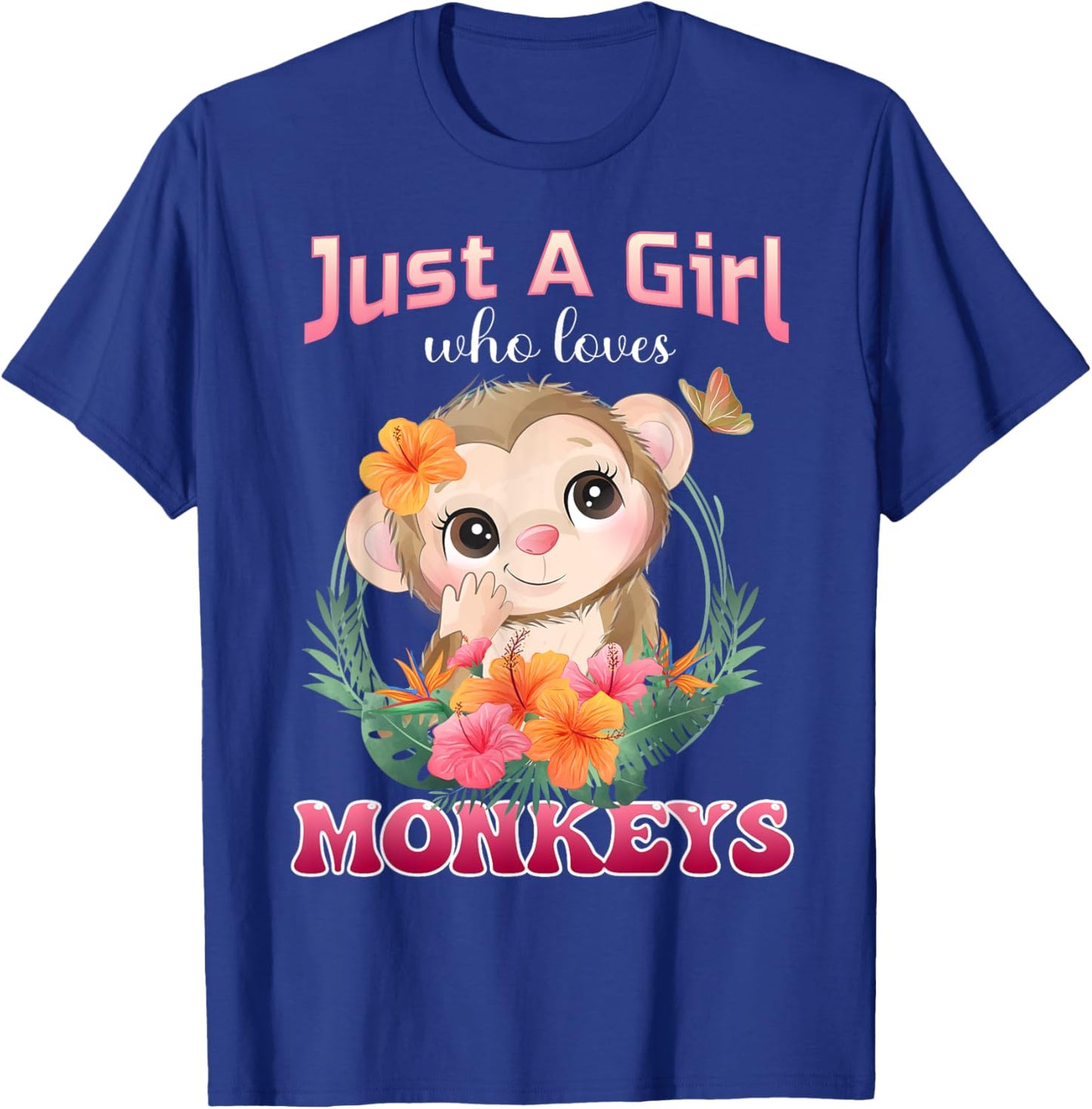 Just A Girl Who Loves Monkeys Monkey Kids T-Shirt - T-Shirt | Royal