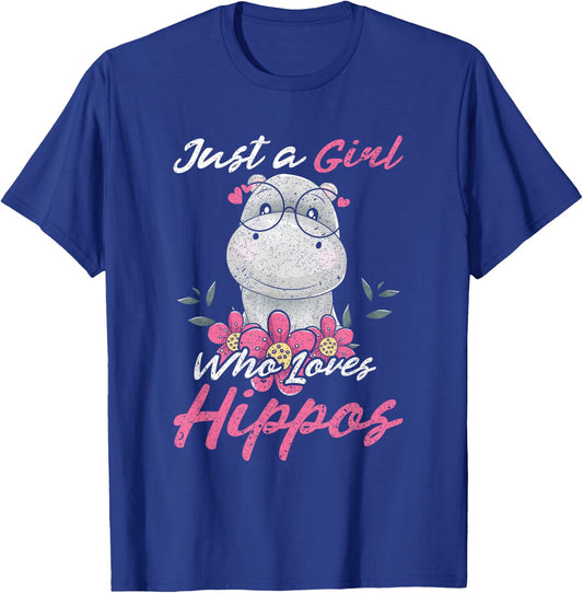 Just A Girl Who Loves Hippo T-Shirt - T-Shirt | Royal