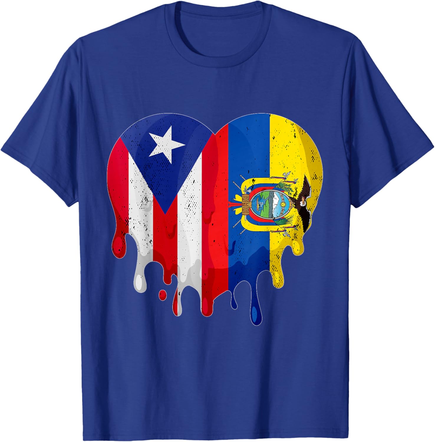 Puerto Rico Ecuador Flag Heart Citizen Grown Patriot Country T-Shirt - T-Shirt | Royal