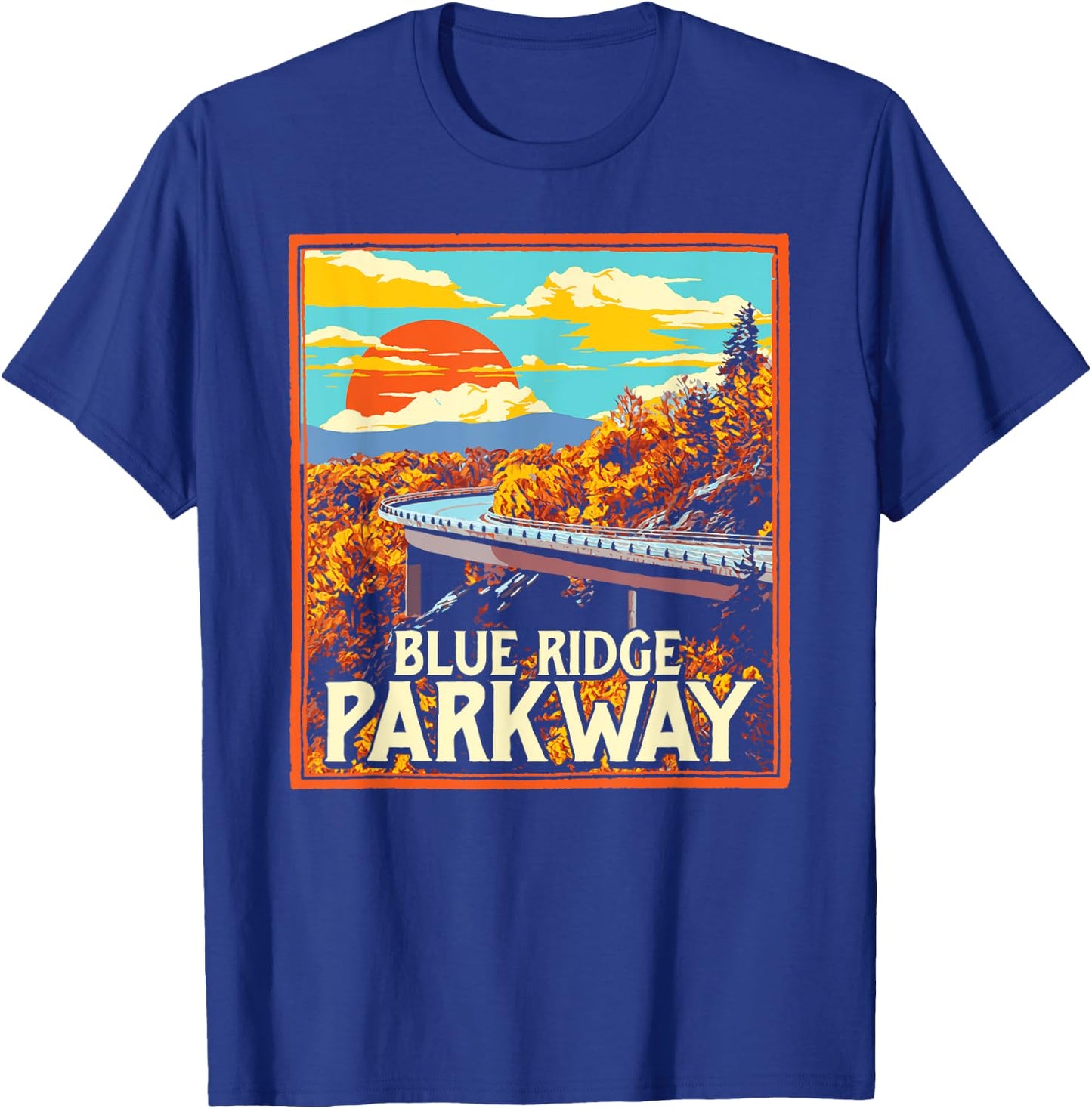 Blue Ridge Parkway Vintage Poster Style Retro Graphic T-Shirt - T-Shirt | Royal