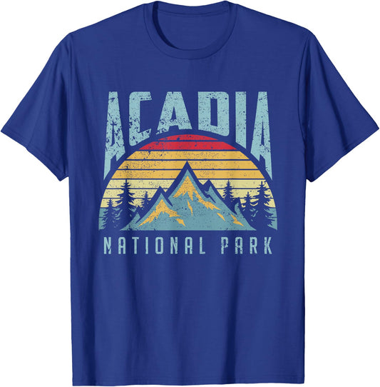 Acadia National Park Maine Mountains Retro T Shirt T-Shirt - T-Shirt | Royal