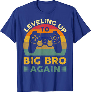 Funny Leveling Up To Big Bro Again Vintage Big Brother Again T-Shirt - T-Shirt | Royal