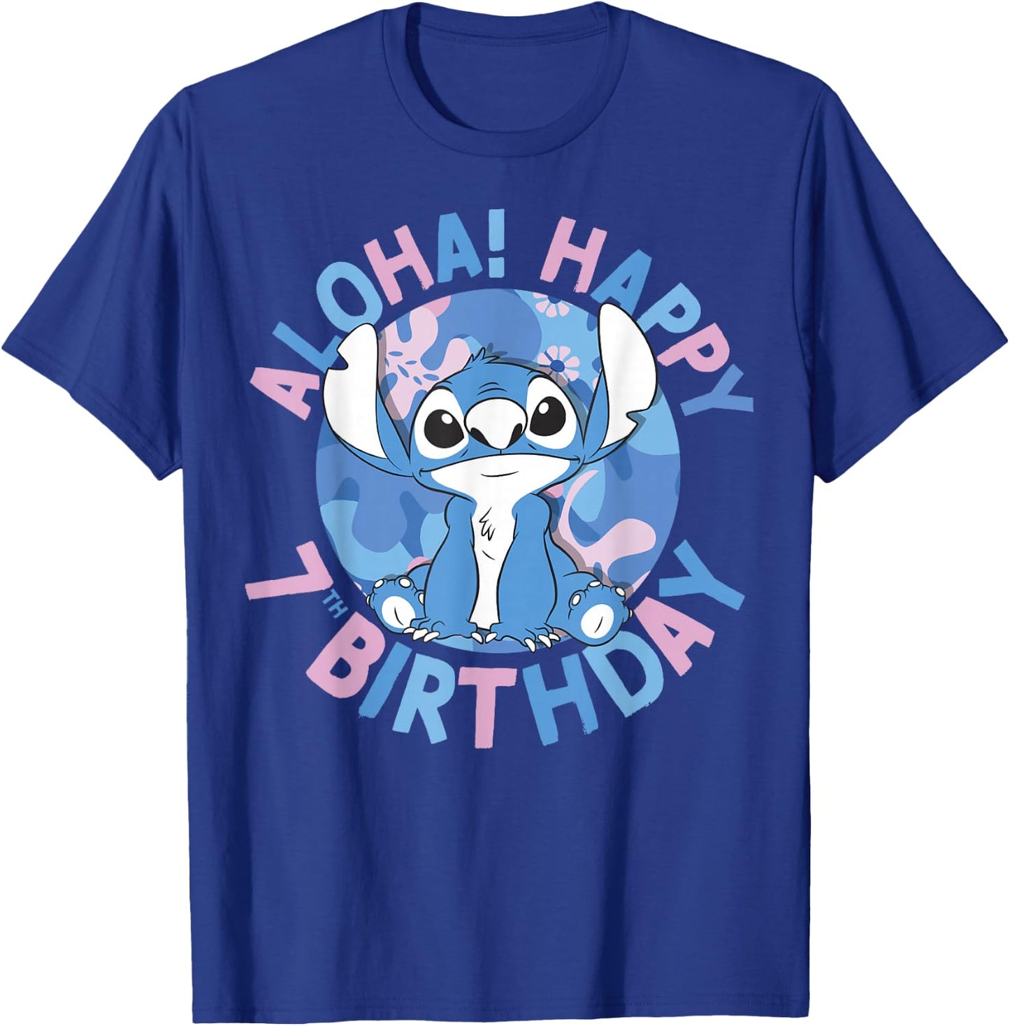 Disney Lilo & Stitch Aloha Happy 7th Birthday T-Shirt - T-Shirt | Royal