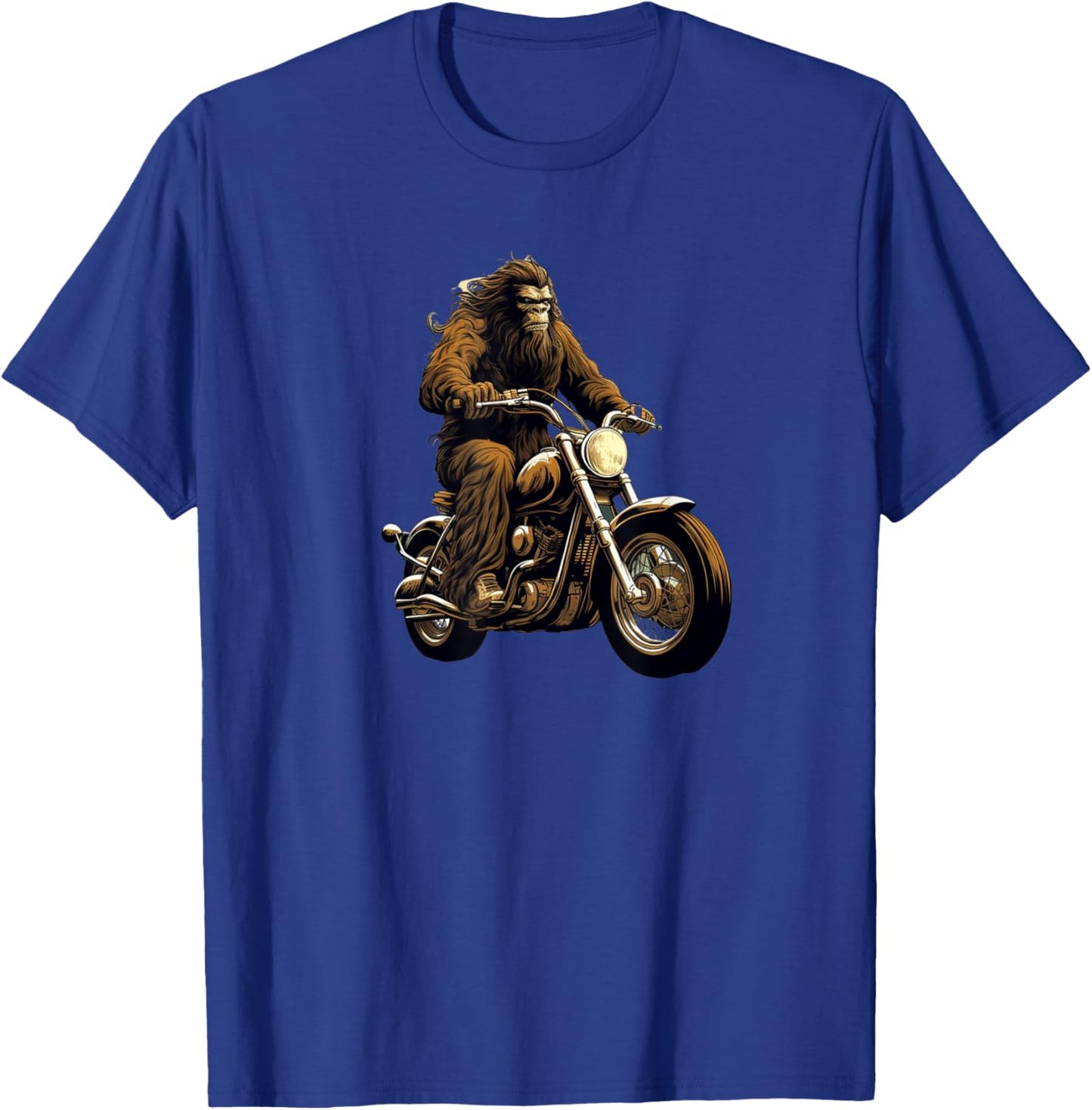 Pine State Apparel Bigfoot Motorcycle , Men's Classic Fit Short Sleeve Black Small T-Shirt - T-Shirt | Royal
