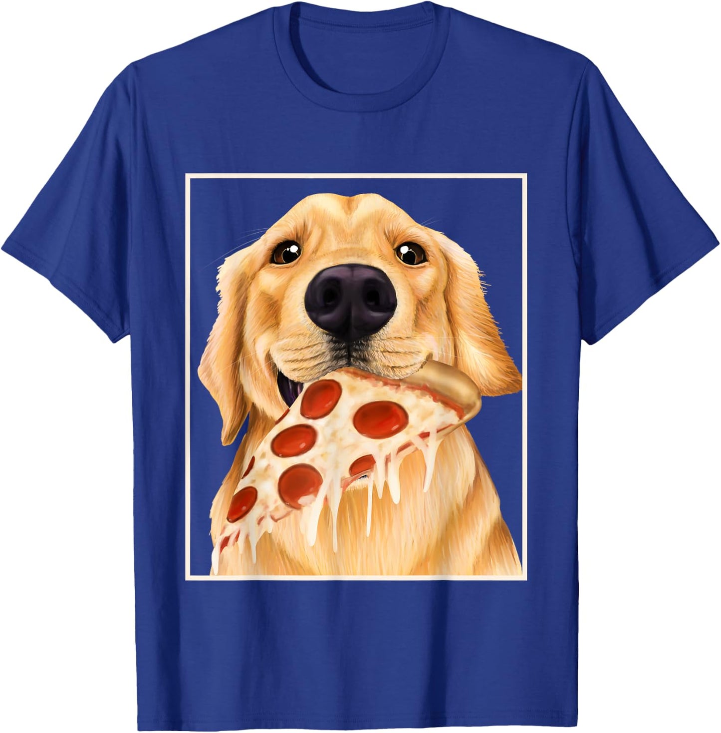 Golden Retriever eating pizza - dog with a slice of pizza T-Shirt - T-Shirt | Royal