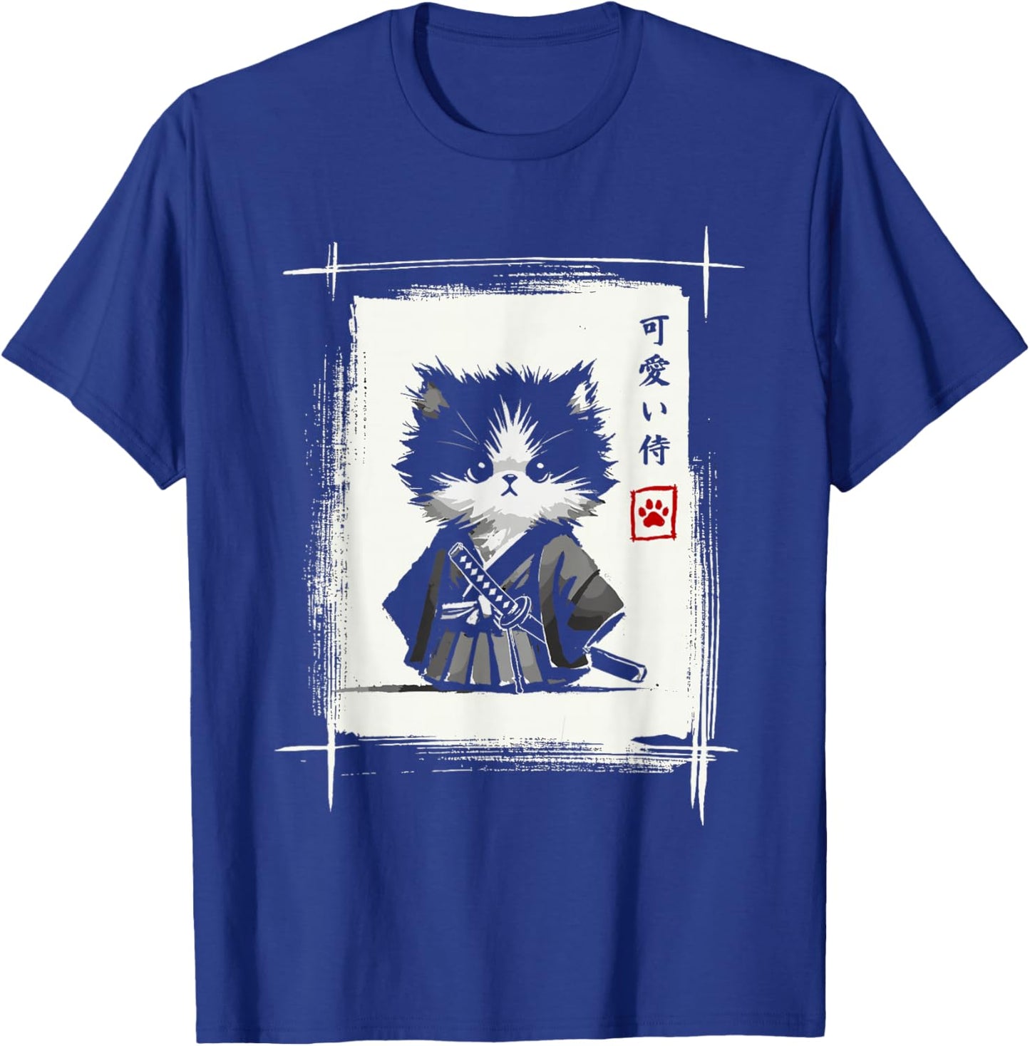 Samurai Katze Japanische Kunst Sumi-e Neuheit Kawaii Lustige Katze T-Shirt - T-Shirt | Royal