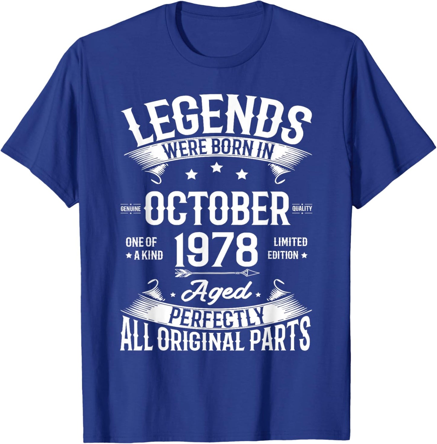 Legends Were Born in October 1978 Vintage Birth Of Birthday T-Shirt - T-Shirt | Royal