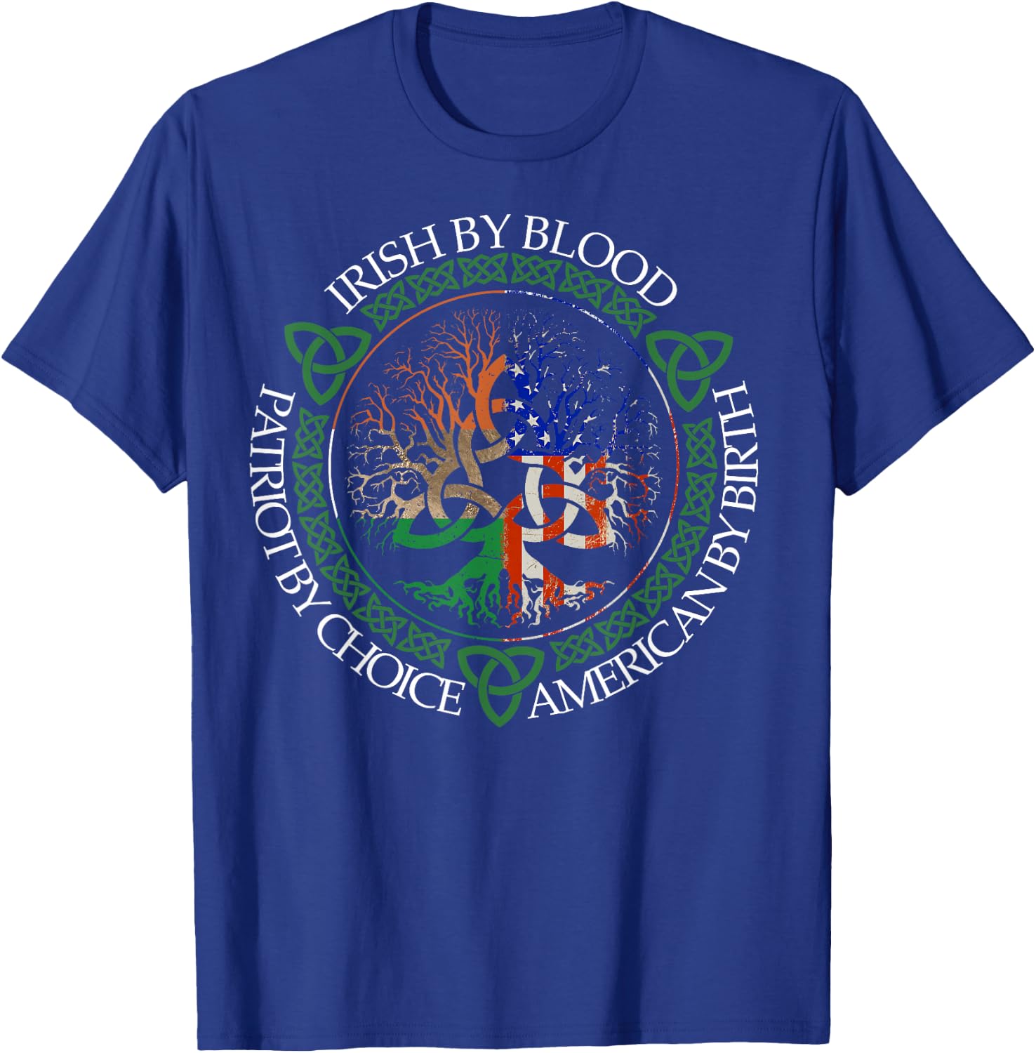 Irish By Blood American By Birth Patriot By Choice Flag Us T-Shirt - T-Shirt | Royal