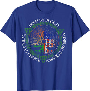 Irish By Blood American By Birth Patriot By Choice Flag Us T-Shirt - T-Shirt | Royal