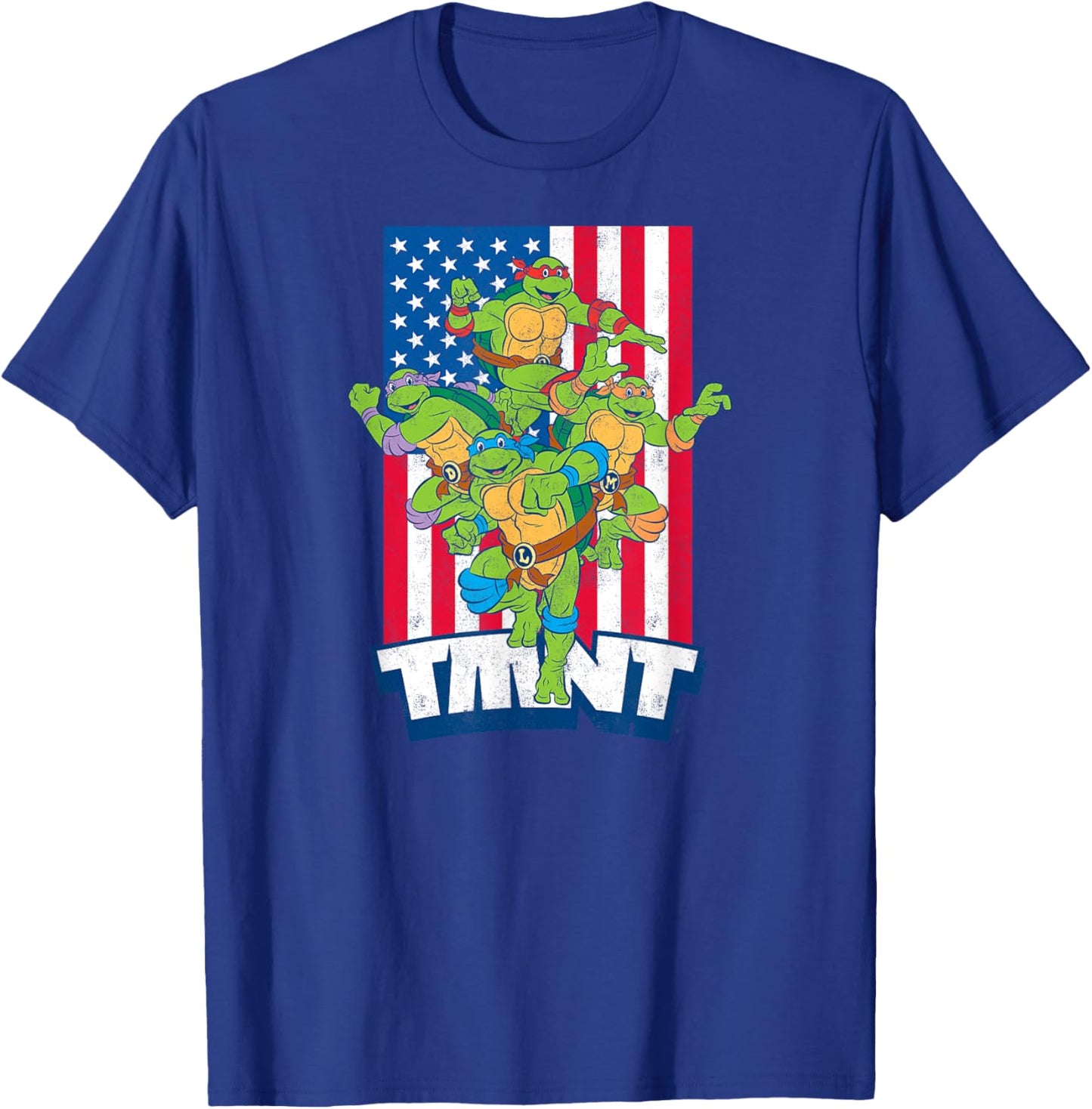 Teenage Mutant Ninja Turtles - USA Flag with Group T-Shirt - T-Shirt | Royal
