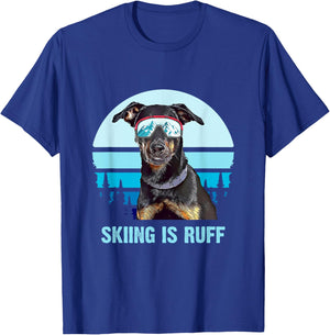 Beauceron Winter Skiing is Ruff Ski Dog Lover Men Women Girls Kids T-Shirt - T-Shirt | Royal