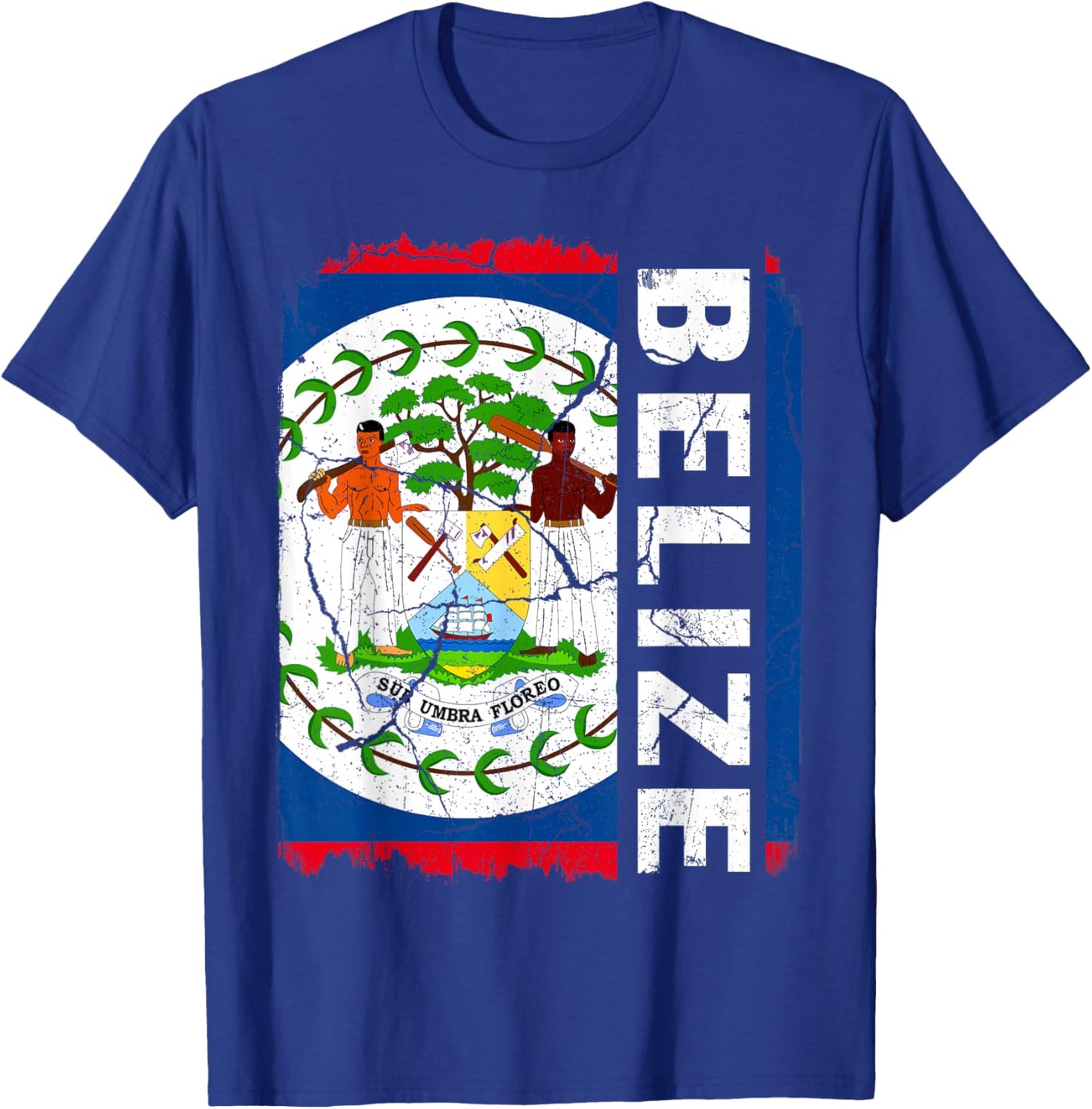Vintage Belizean Flag Belize Pride Roots Heritage T-Shirt - T-Shirt | Royal