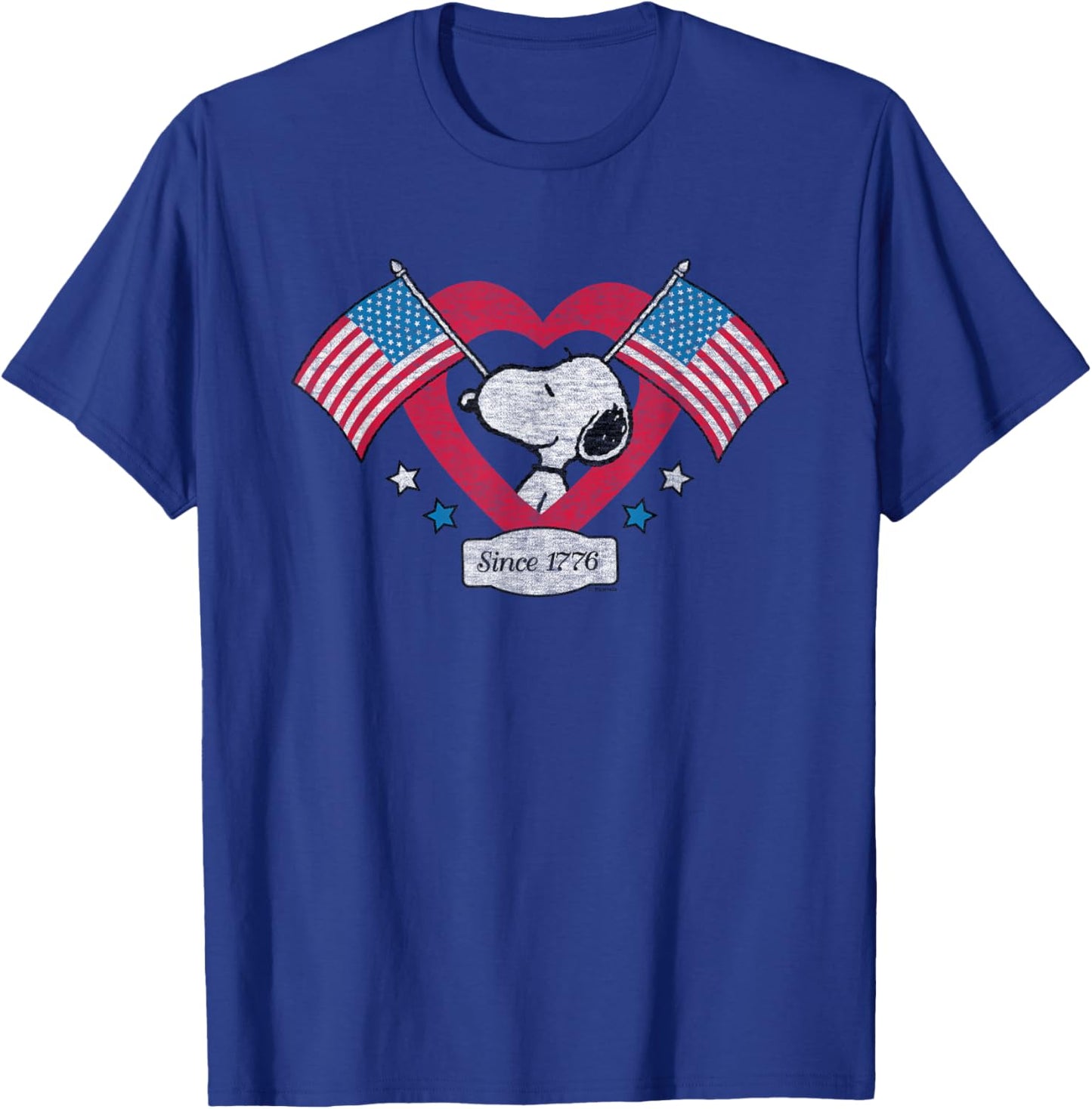 Peanuts - Snoopy Since 1776 Flag Heart T-Shirt - T-Shirt | Royal
