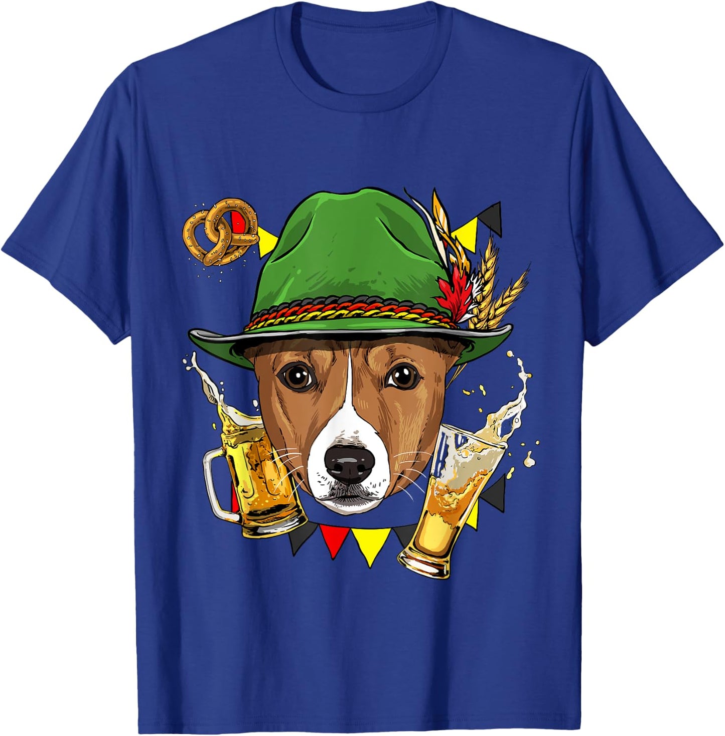 Basenji Oktoberfest Dog Lederhosen German Beer Fest T-Shirt - T-Shirt | Royal