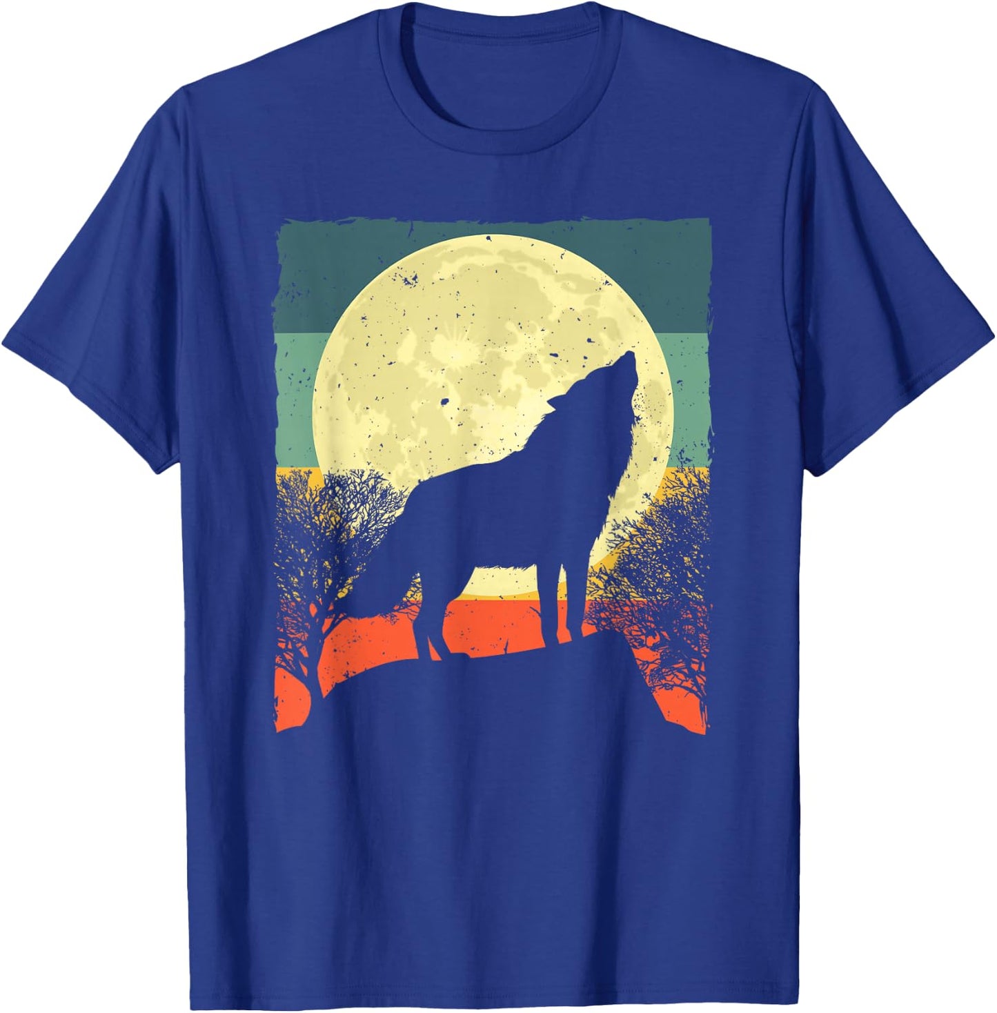 Cool Wolf Design Women Vintage Wolf Howling Animal T-Shirt - T-Shirt | Royal