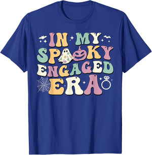 In My Spooky Engaged Era Ghost Pumpkin Halloween Fiance T-Shirt - T-Shirt | Royal
