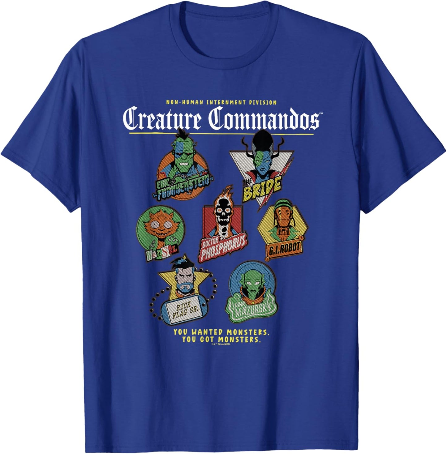 Creature Commandos Badges T-Shirt - T-Shirt | Royal
