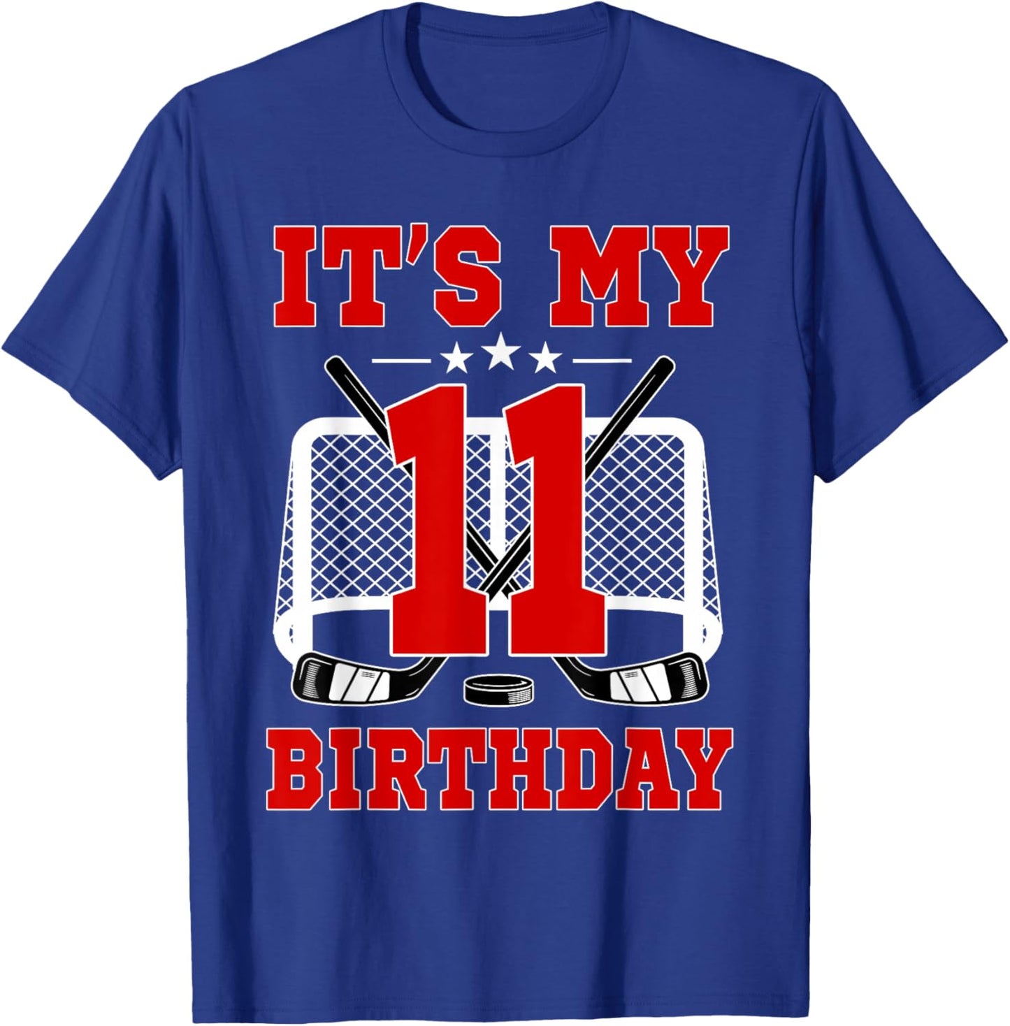 It's My 11th Birthday Girl Ice Hockey Theme 11 Year Old T-Shirt - T-Shirt | Royal