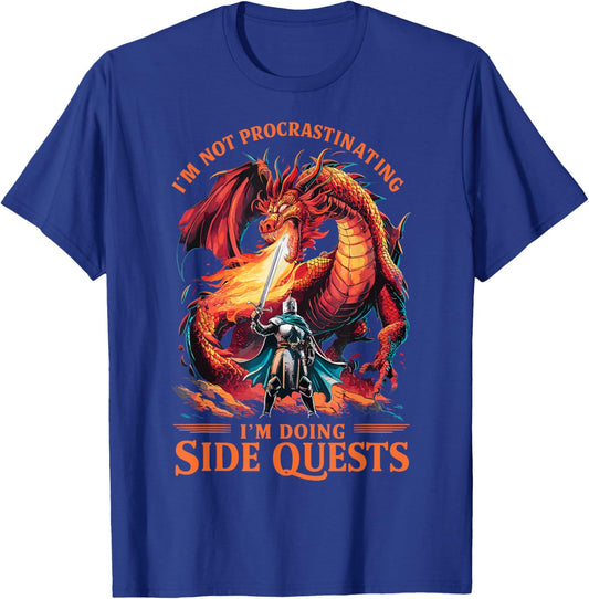 Im Not Procrastinating Its A Side Quest Gamer Gift - Kids RPG Gamer - Black - Small - Short Sleeve - - Fantasy Dragon Graphic T-Shirt - T-Shirt | Royal