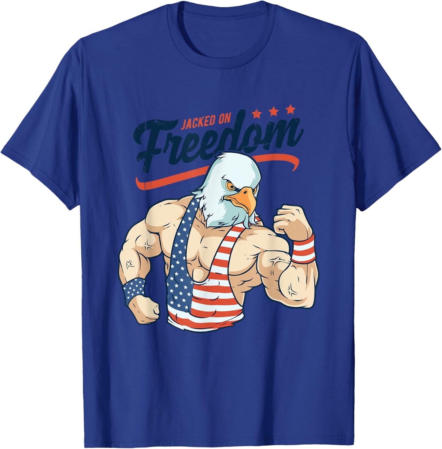 Funny Jacked on Freedom Eagle Workout 4th of July Gift T-Shirt - T-Shirt | Royal