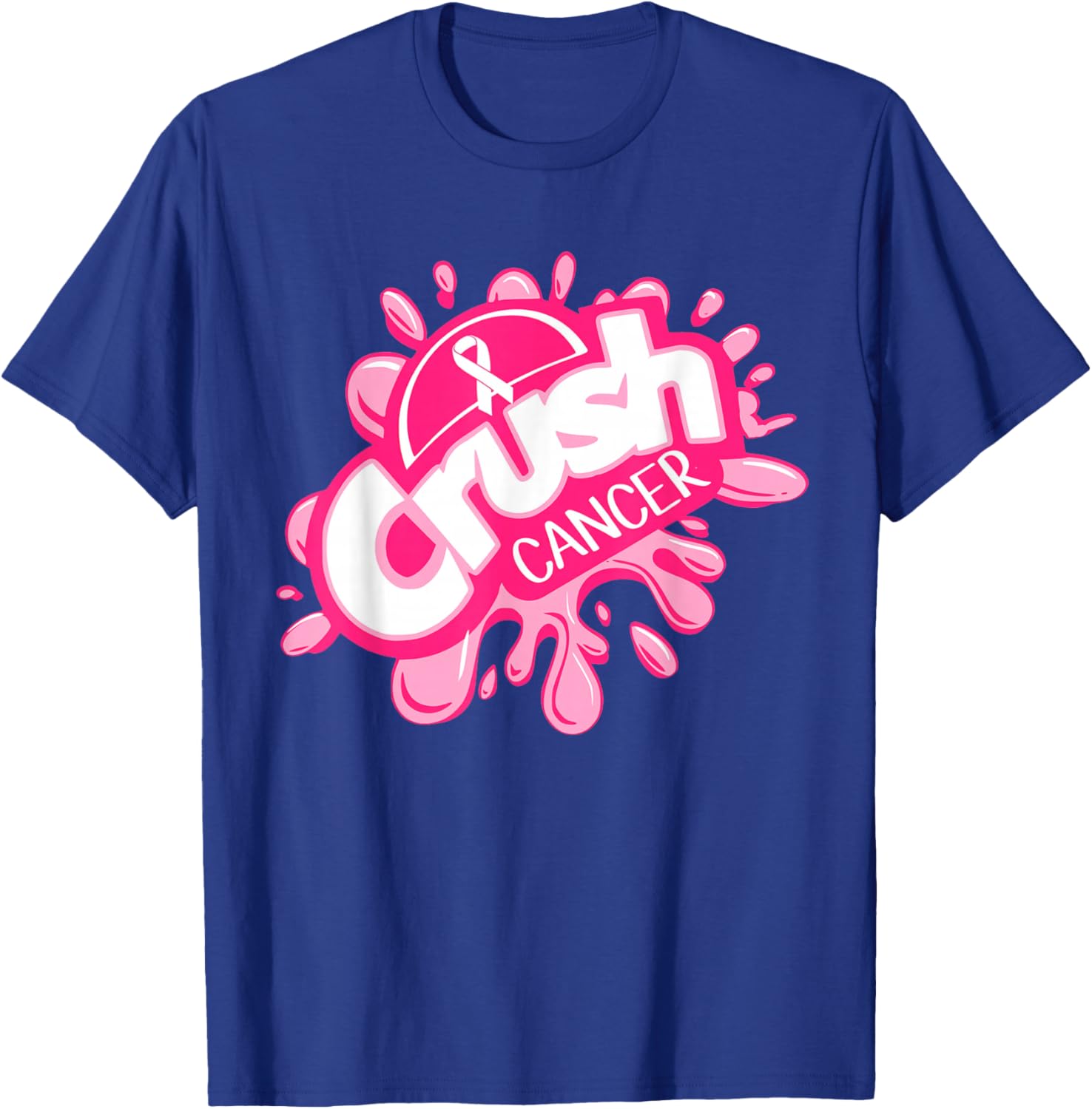 Crush Cancer Pinktober Ribbon Breast Cancer Awareness T-Shirt - T-Shirt | Royal