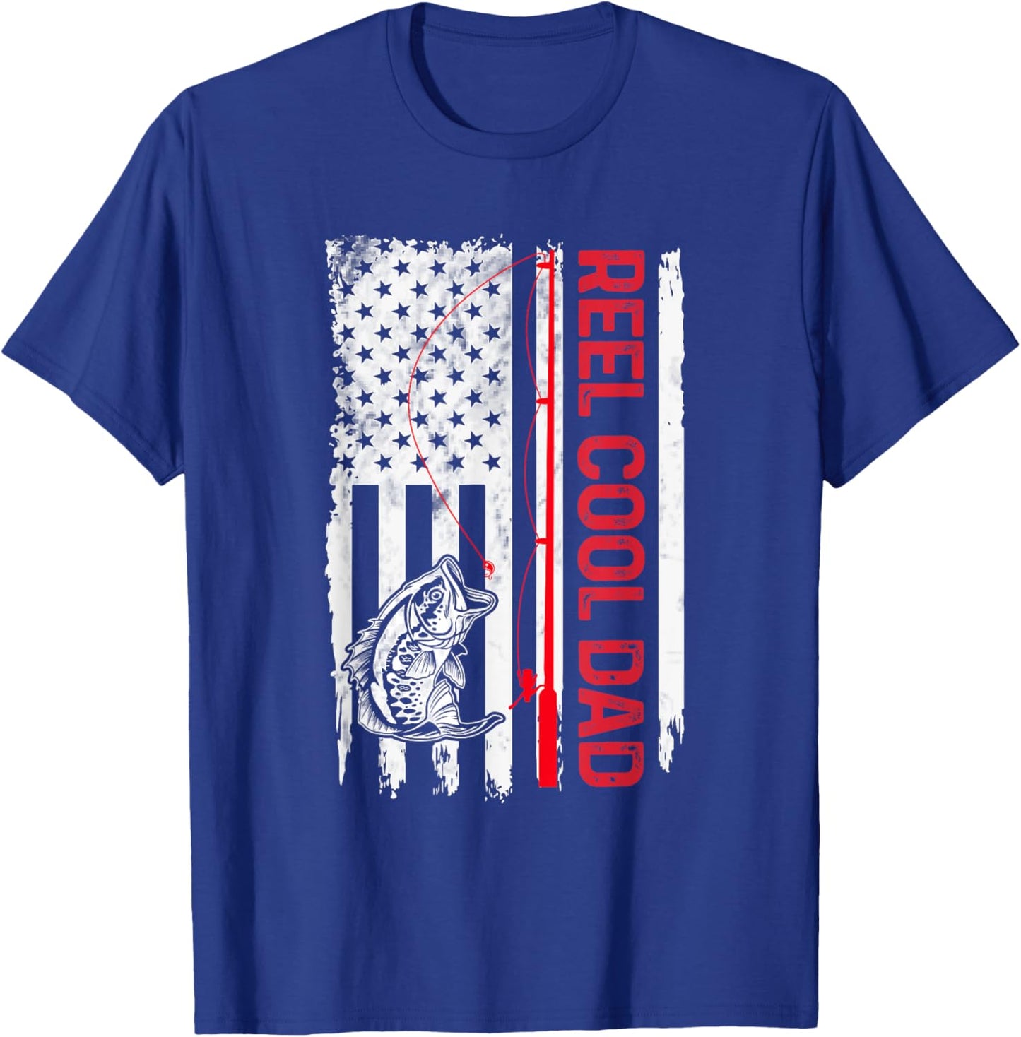 Reel Cool Dad Fishing American Flag Funny Grandpa T-Shirt - T-Shirt | Royal