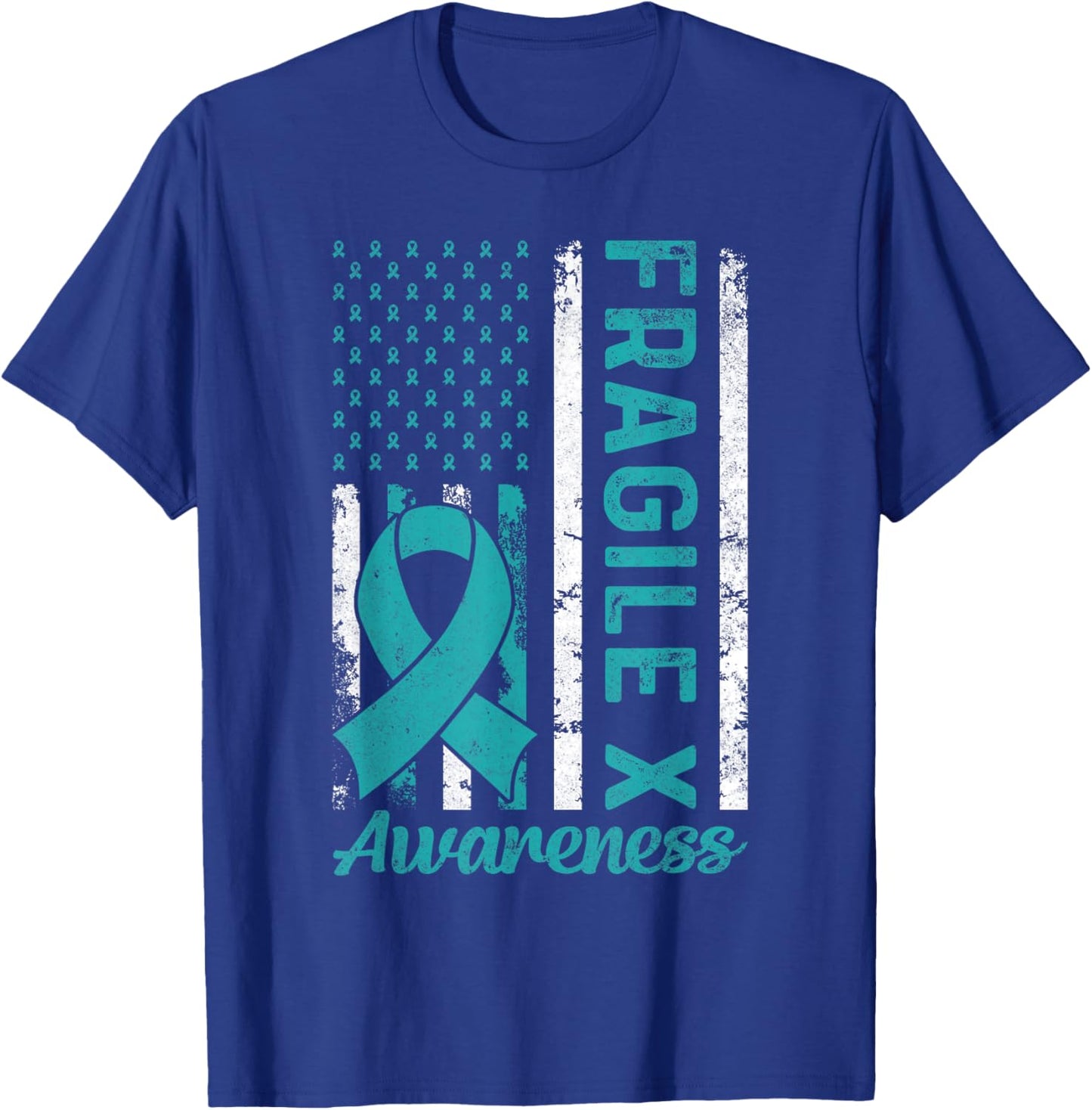 Fragile X Syndrome USA American Flag Fragile X Awareness T-Shirt - T-Shirt | Royal
