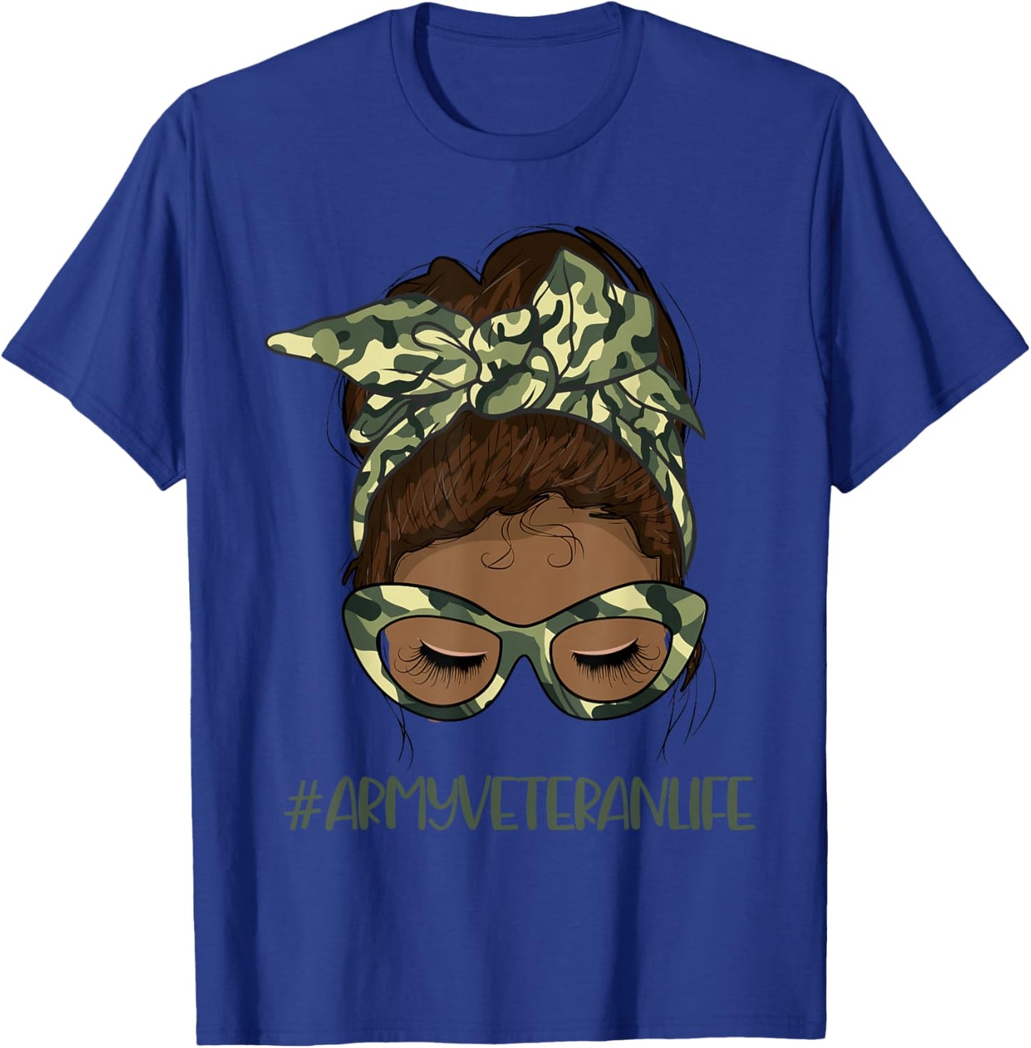 African American Army Veteran Female Afro Melanin Girl T-Shirt - T-Shirt | Royal