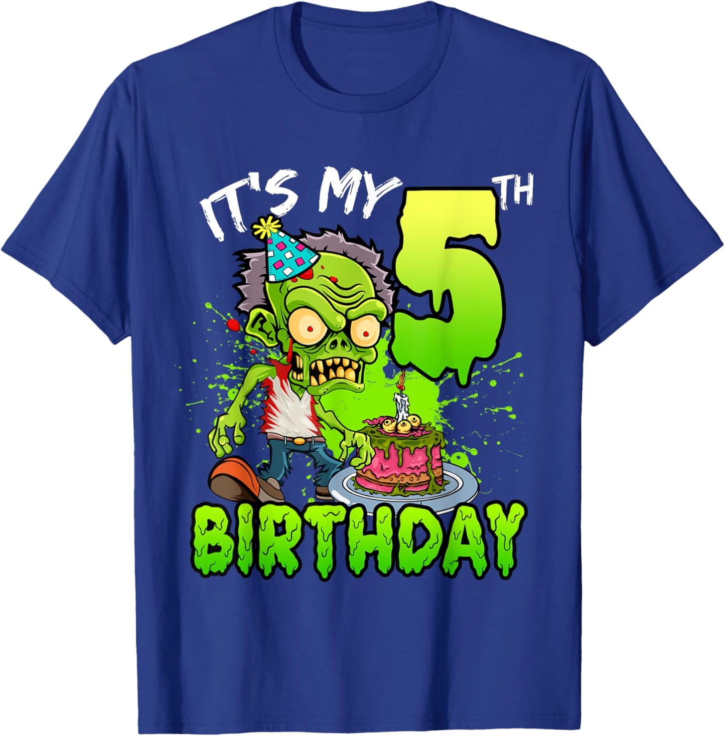 It's My 5th Birthday Zombie Lover 5 Year Old Boys Girls T-Shirt - T-Shirt | Royal