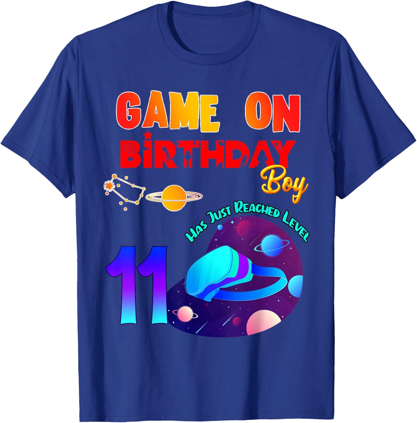 VR Virtual Reality Game On 11 Birthday Party Matching Outfit T-Shirt - T-Shirt | Royal