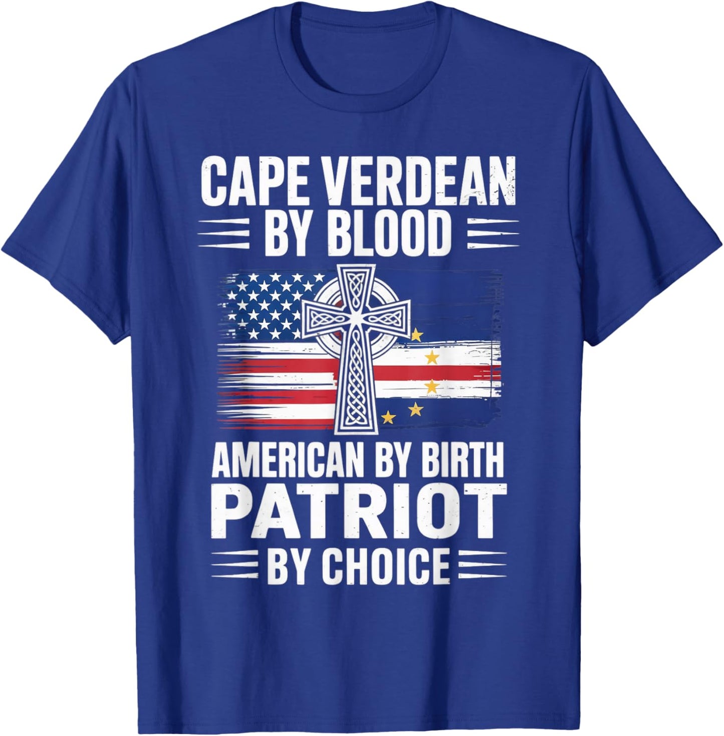 Blood American Cabo Verde Flag Pride Verdian Cape Verde T-Shirt - T-Shirt | Royal